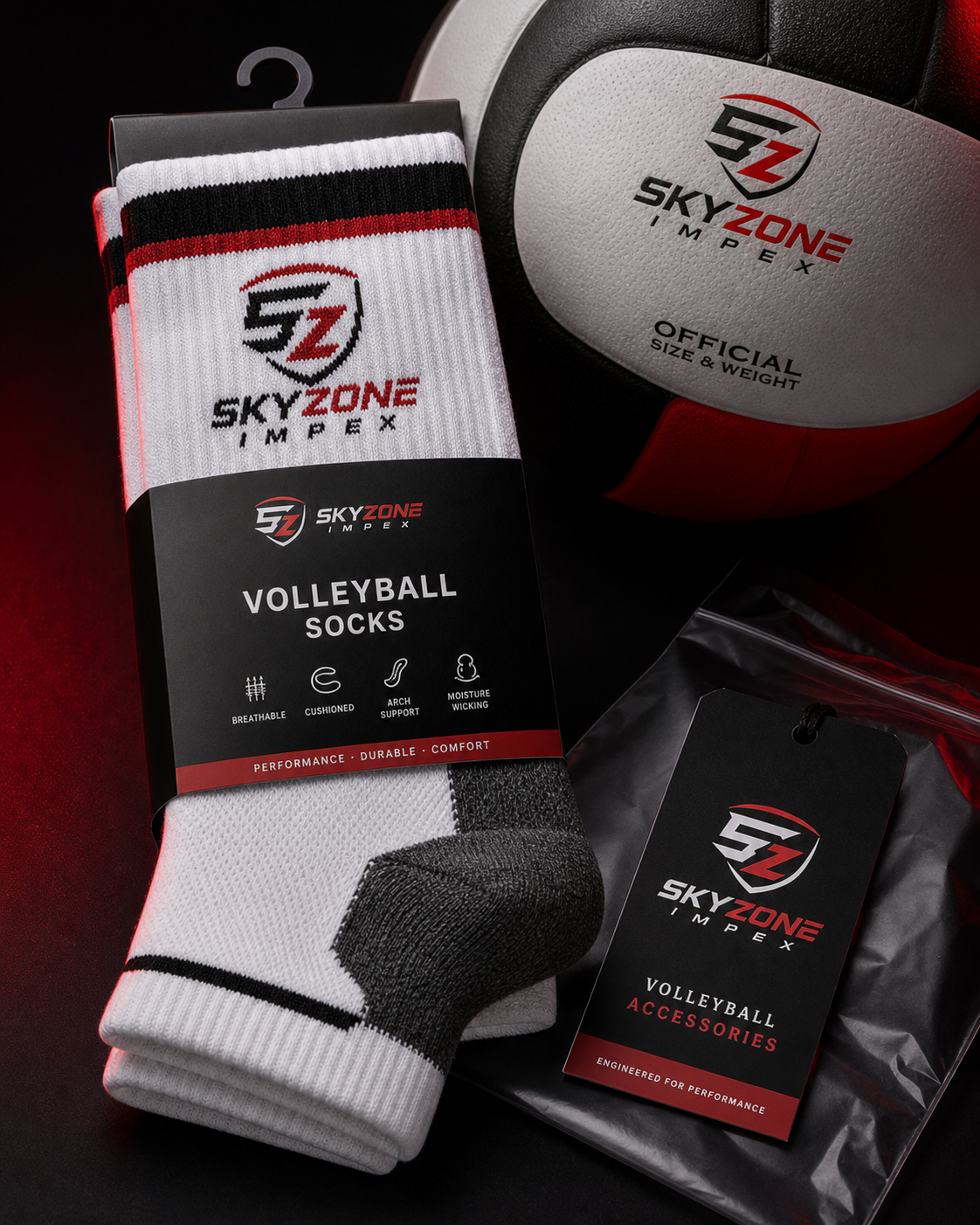 Volleyball socks and ball retail pack for team package orders