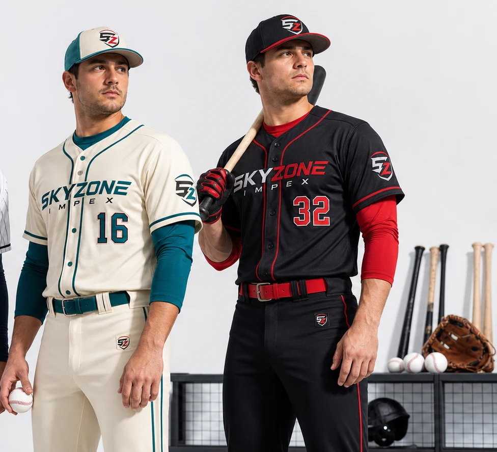 Baseball team package branding with caps jerseys pants and logo placement