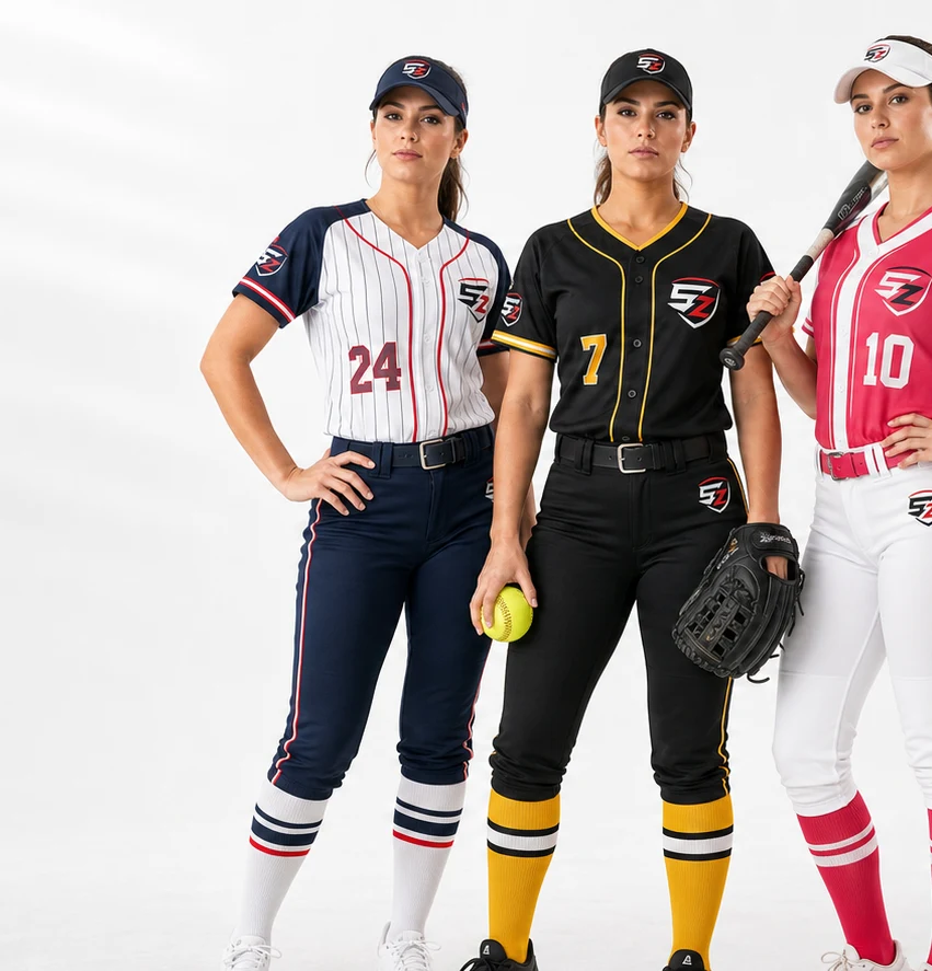 Custom women softball uniform styles for teams and schools