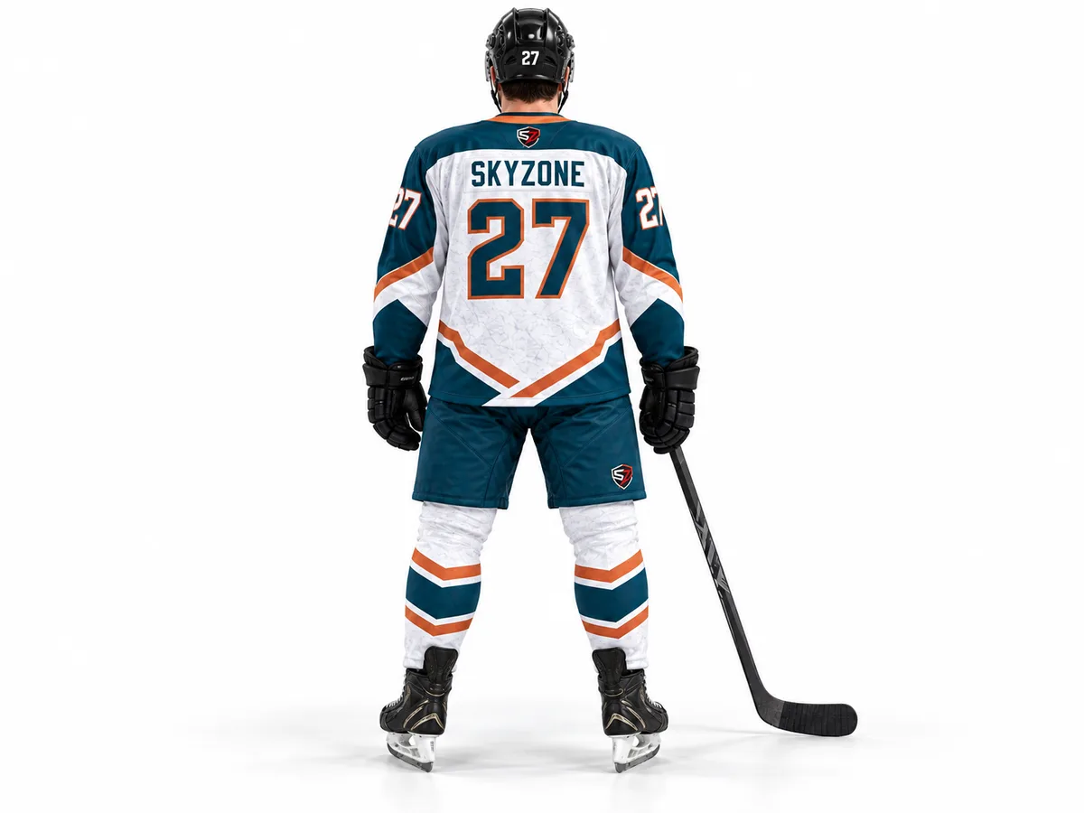 Back of Glacier Copper hockey jersey with player name and number 27