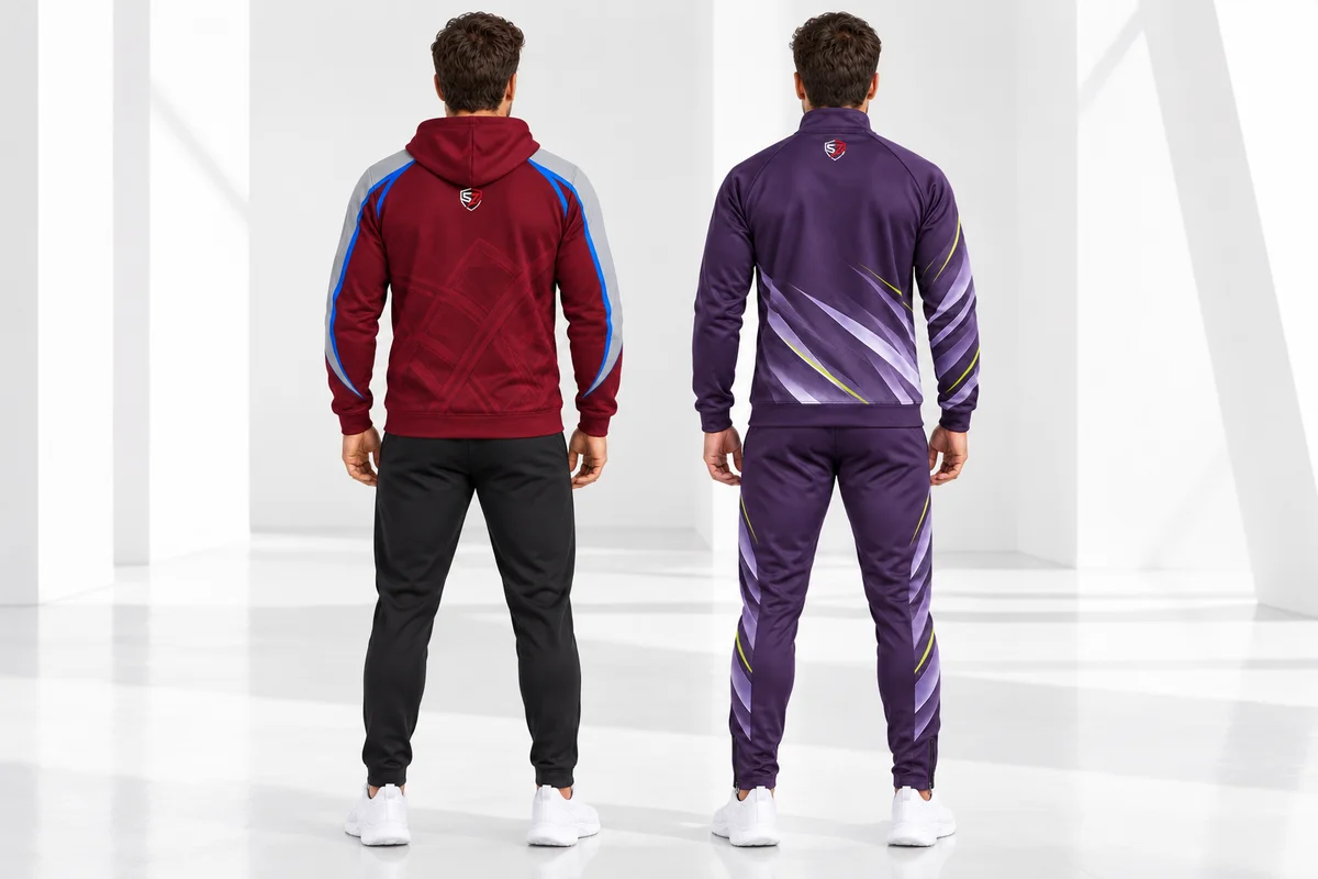 Back design preview showing sublimation graphics on team hoodies and tracksuits