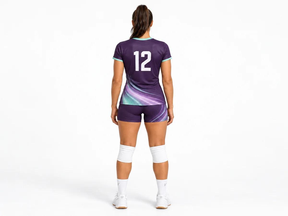 Back view of the Plum Aurora volleyball jersey showing number placement