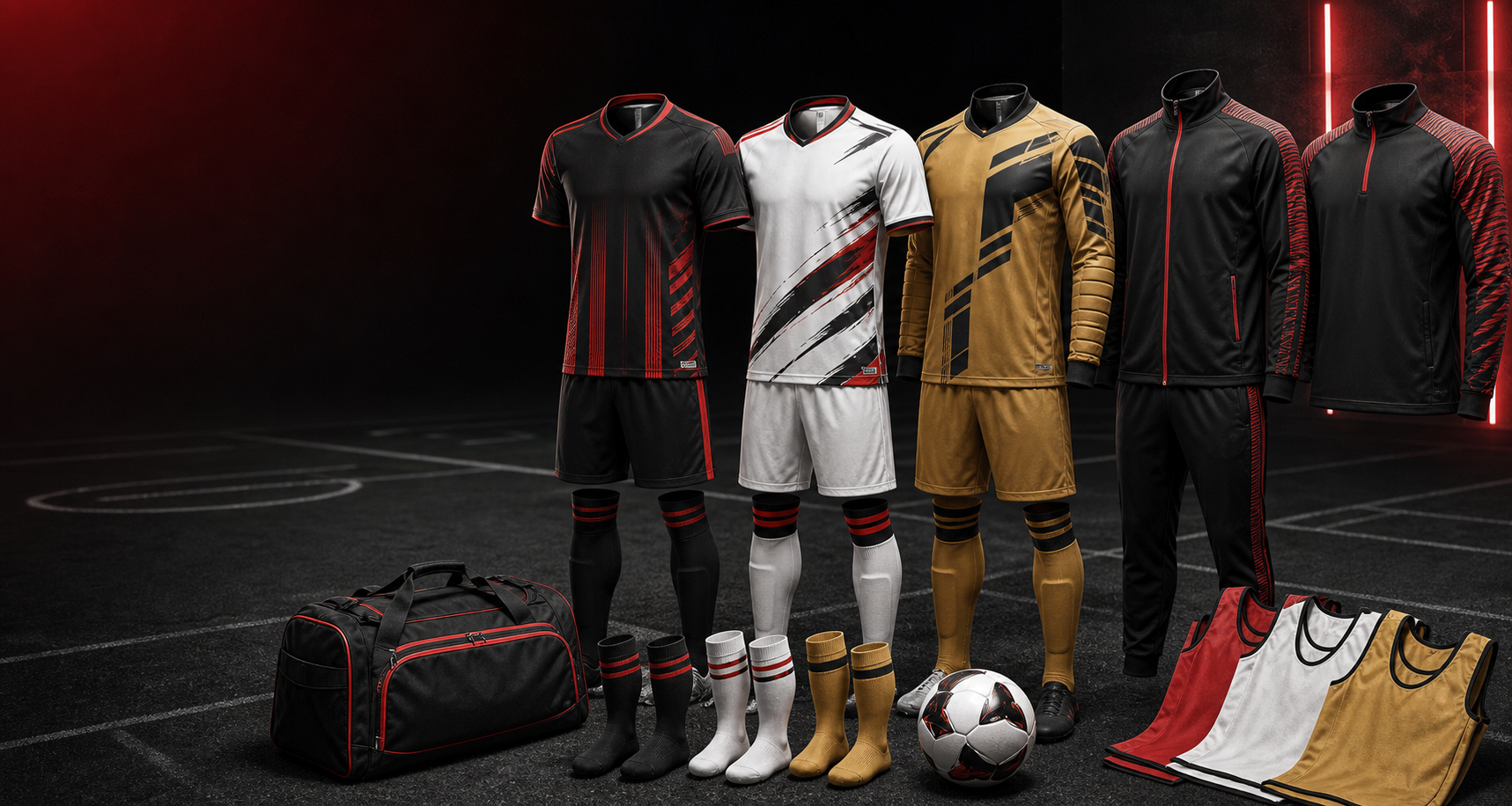 Premium soccer team package arranged with matching club colors