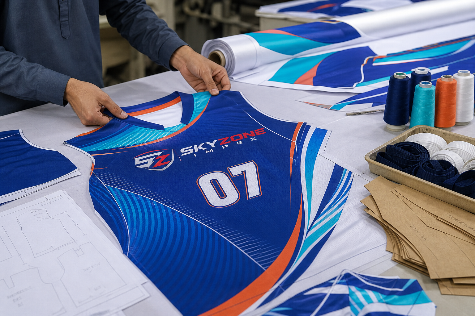 Custom volleyball sublimation panels checked before cutting