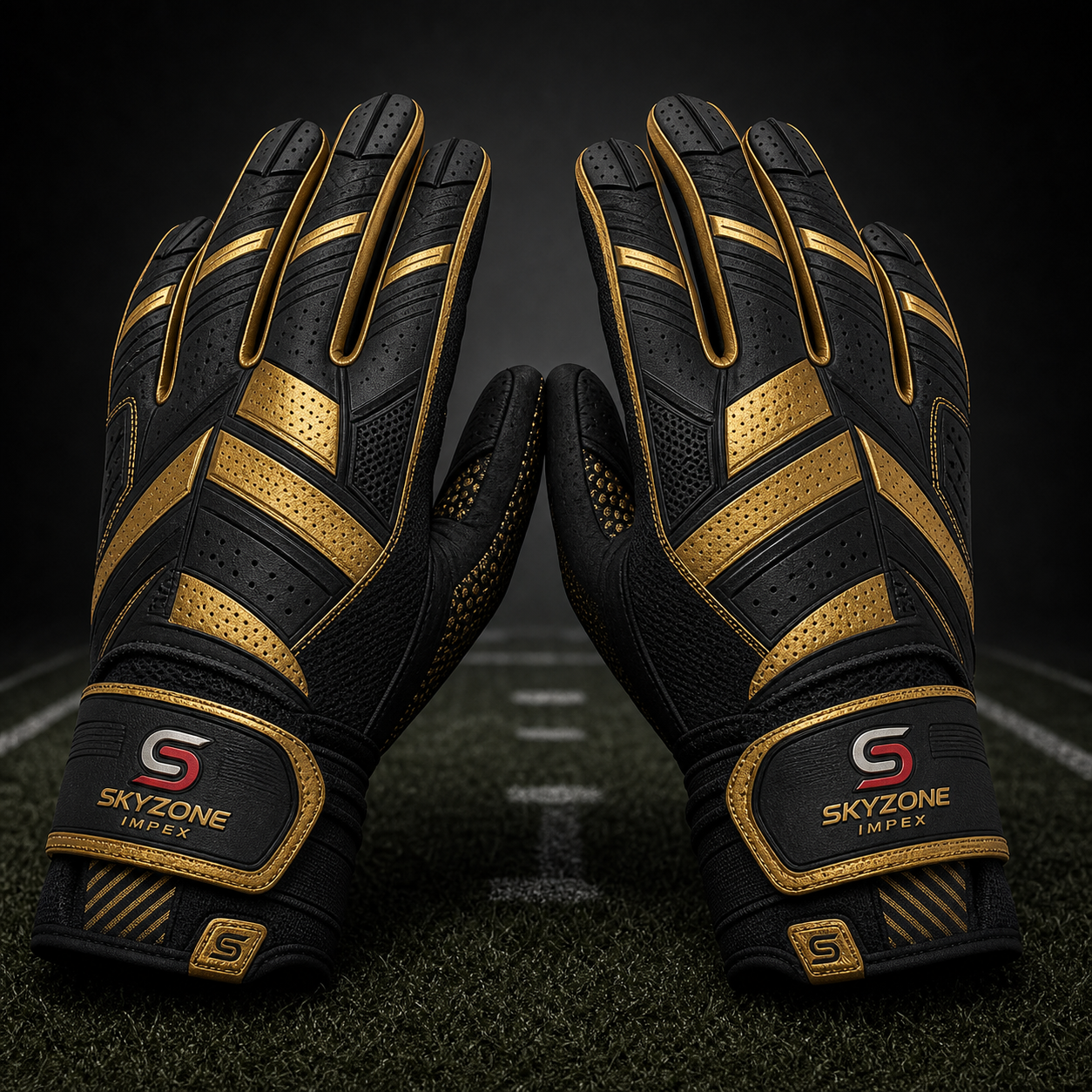 Black Gold American Football Receiver Gloves
