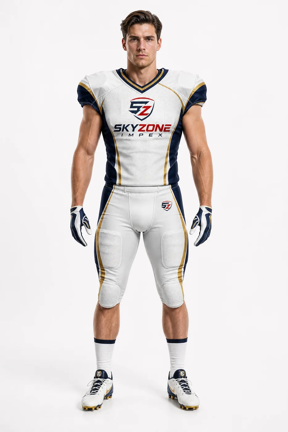 Pearl Navy Gold Custom American Football Uniform