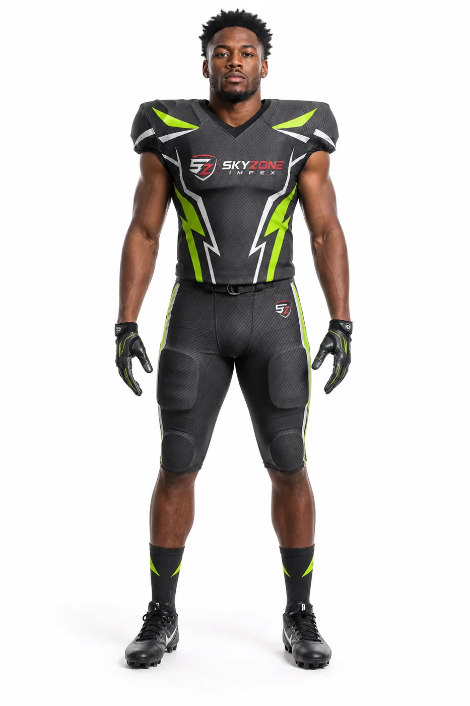 Charcoal Lime Custom American Football Uniform