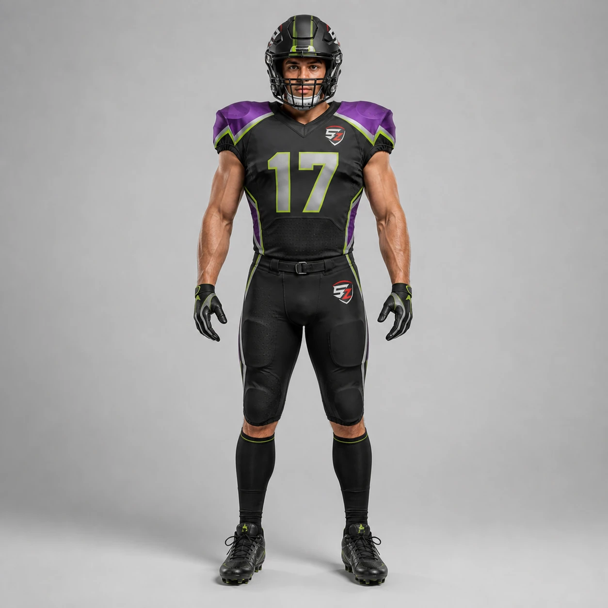 Graphite Violet Volt Custom American Football Uniform Set
