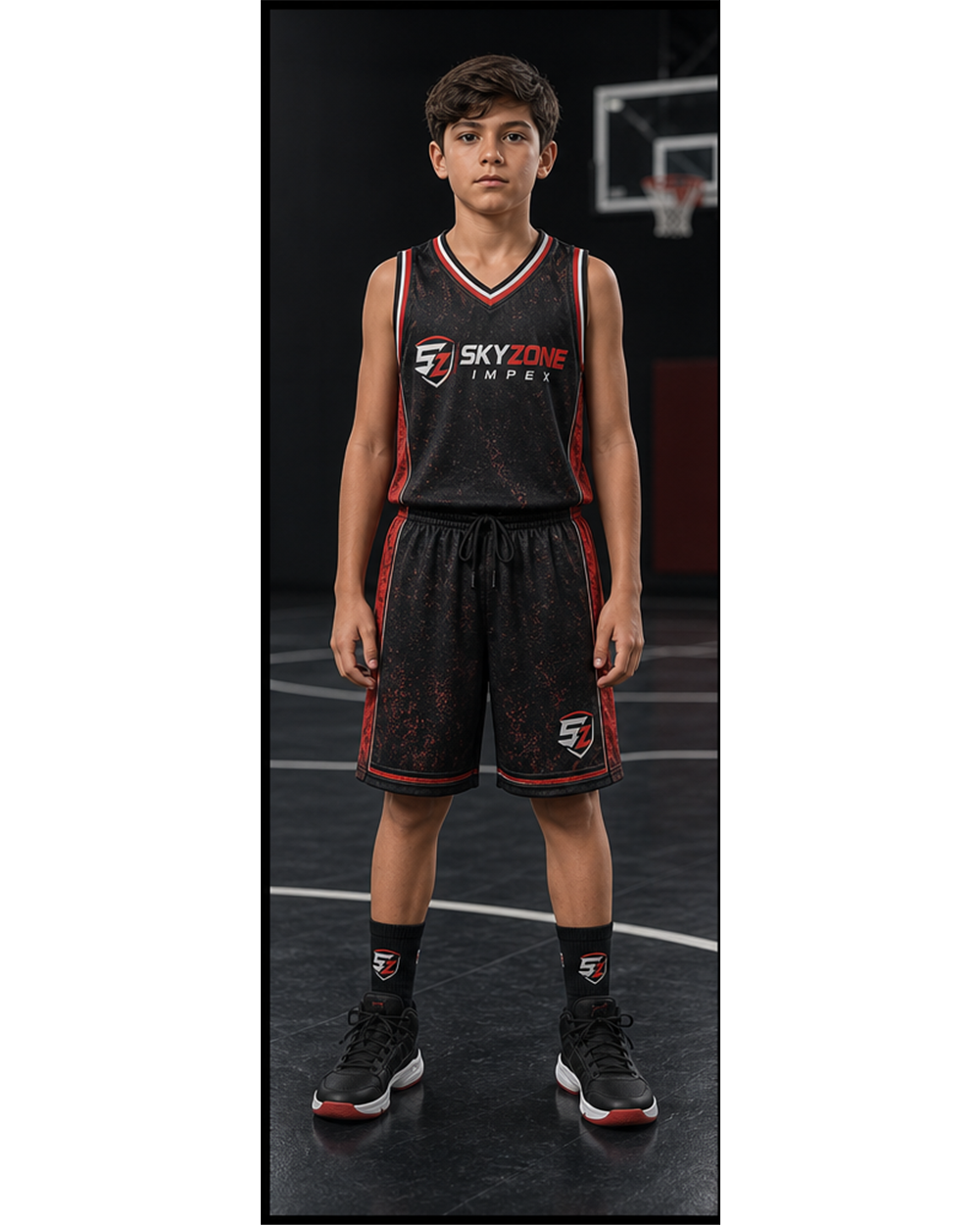 Black Red Faded Basketball Uniform Mockup Set