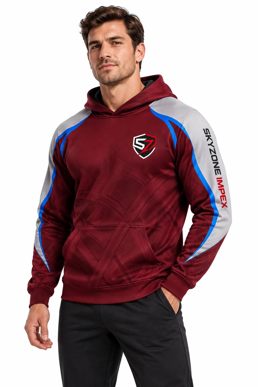 Burgundy Arc Custom Sublimated Pullover Team Hoodie
