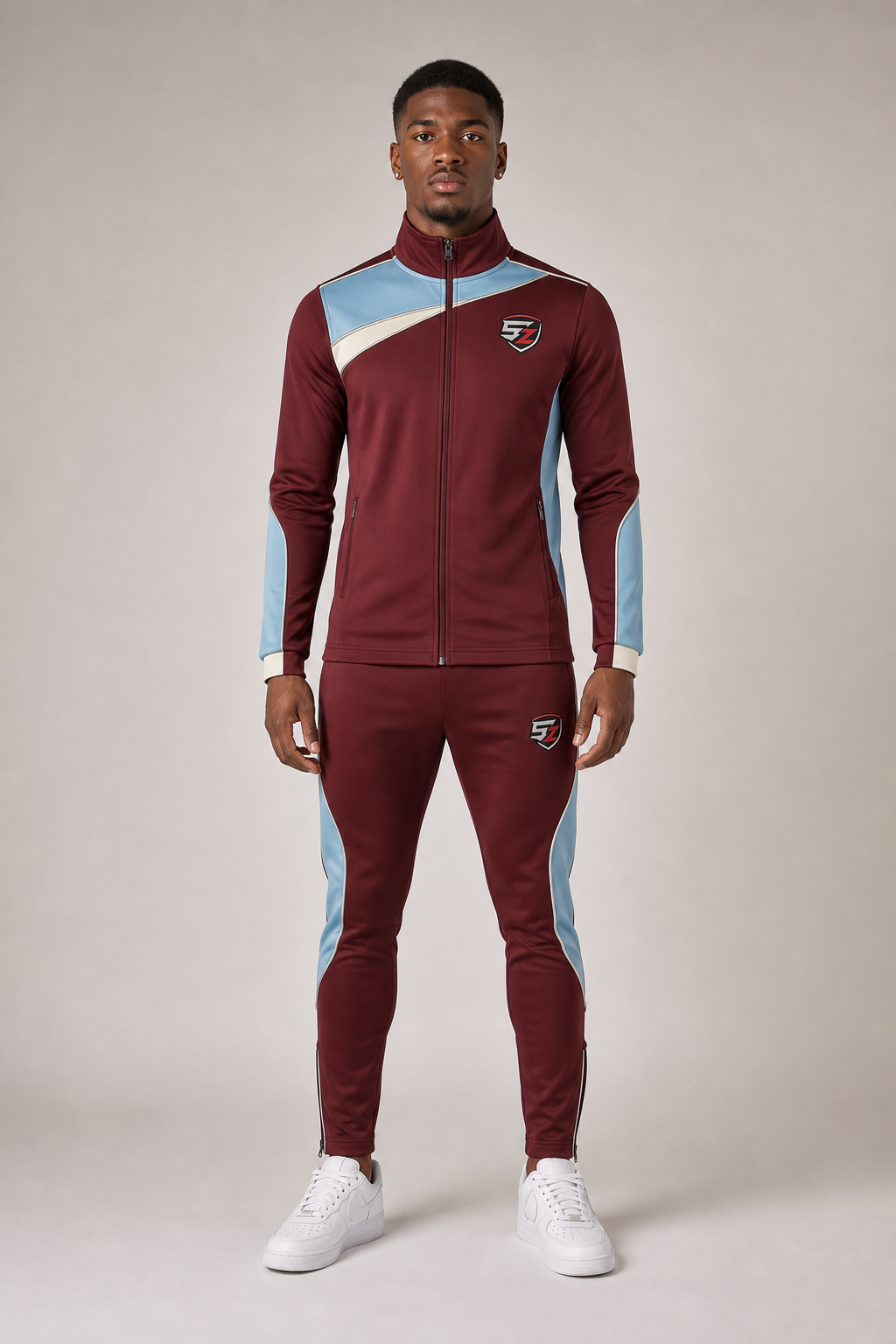 Burgundy Sky Velocity Custom Football Travel Tracksuit