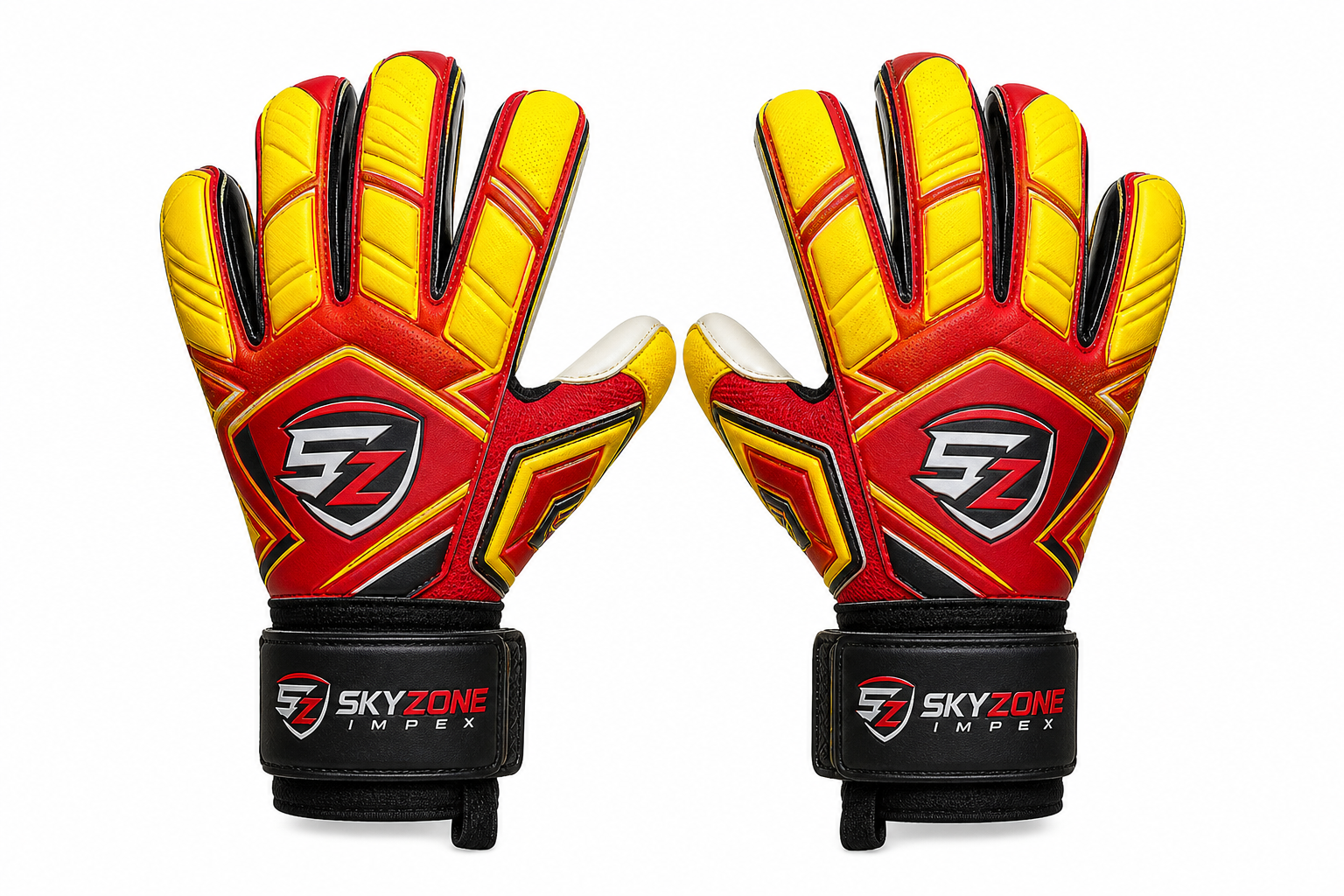 Yellow Red Custom Goalkeeper Gloves Pair