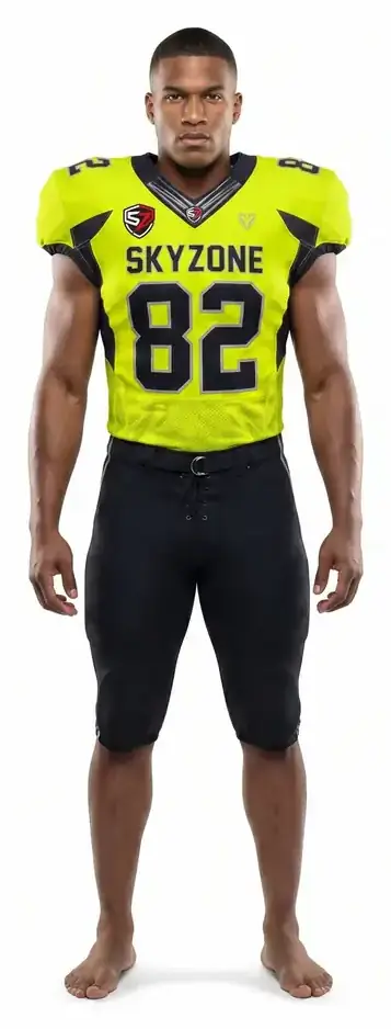 Custom American Football Uniform Sublimated Mesh Jersey Spandex Compression Pants Neon Yellow Black Gridiron Teamwear OEM
