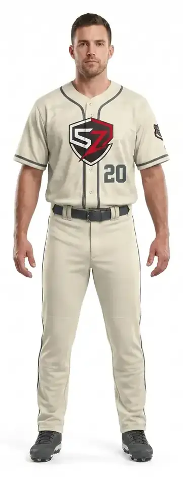 Custom Ecru Heavyweight Baseball Jersey Vintage Relaxed Fit 260GSM Polyester Twill Applique Men's Team Sports Uniform OEM