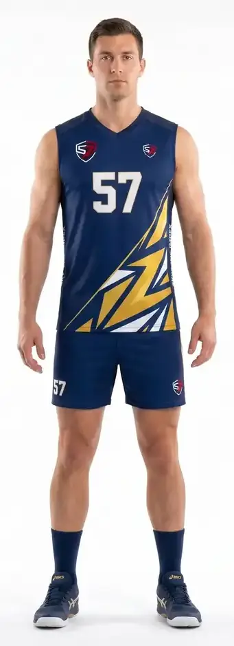 Custom Men Pro Indoor Volleyball Uniform 100% Polyester Sleeveless V-Neck Sublimated Professional Athletic Wear OEM Wholesale