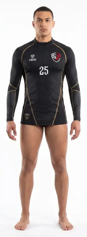 Custom Mens Long Sleeve Volleyball Libero Jersey Techwear Compression Top Recycled rPET OEM Wholesale