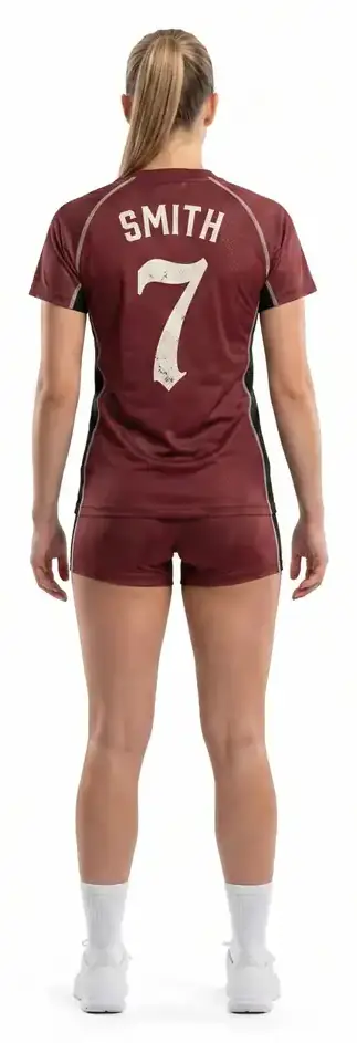 Custom volleyball uniform design with sublimated artwork and team colorway