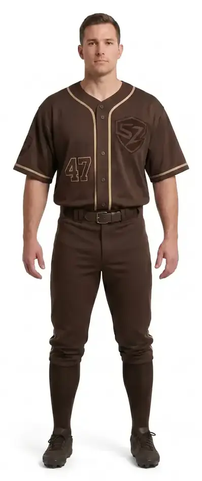 OEM Heavyweight 320GSM Double-Knit Polyester Baseball Jersey Men's Relaxed Boxy Fit Drop Shoulder Tackle Twill Uniform