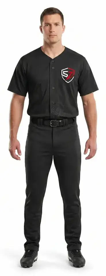 OEM Heavyweight 320GSM Matte Black Baseball Jersey Pro Cut Mesh Uniform Vantablack Custom Teamwear For Men