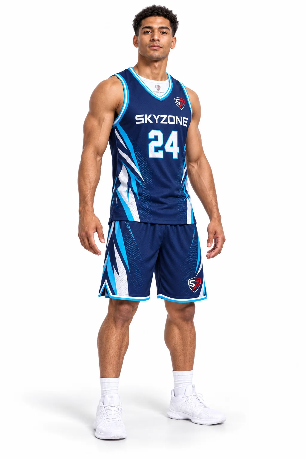 Custom Reversible Basketball Uniform Set — Navy & Cyan