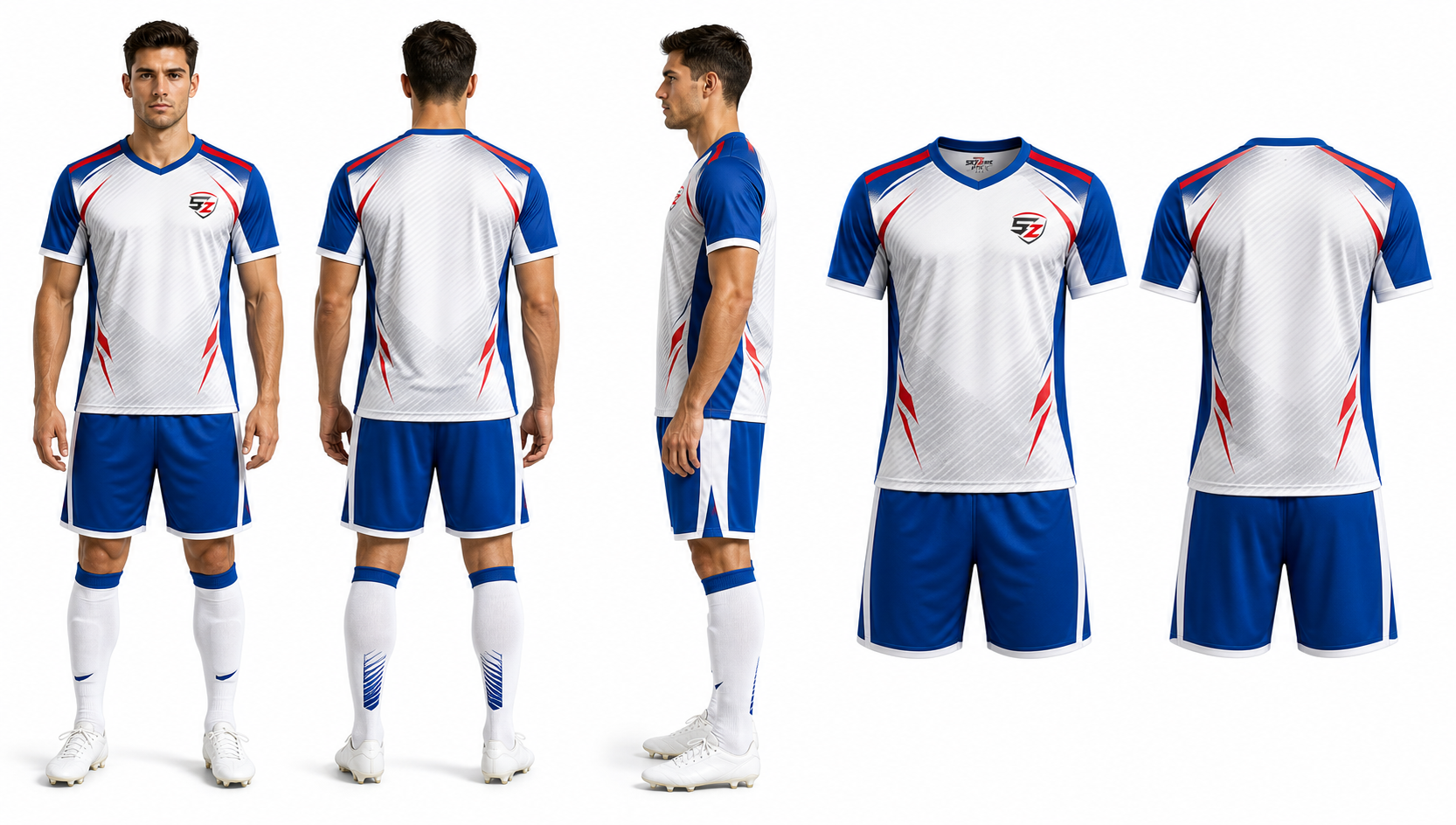 White Royal Carbon Custom Football Kit