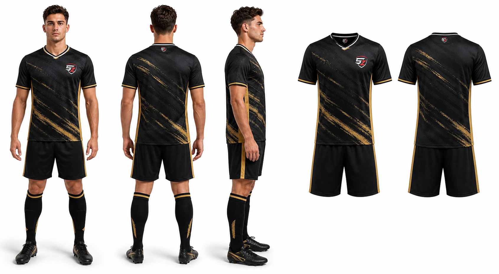 Black Gold Elite Sublimation Soccer Uniform