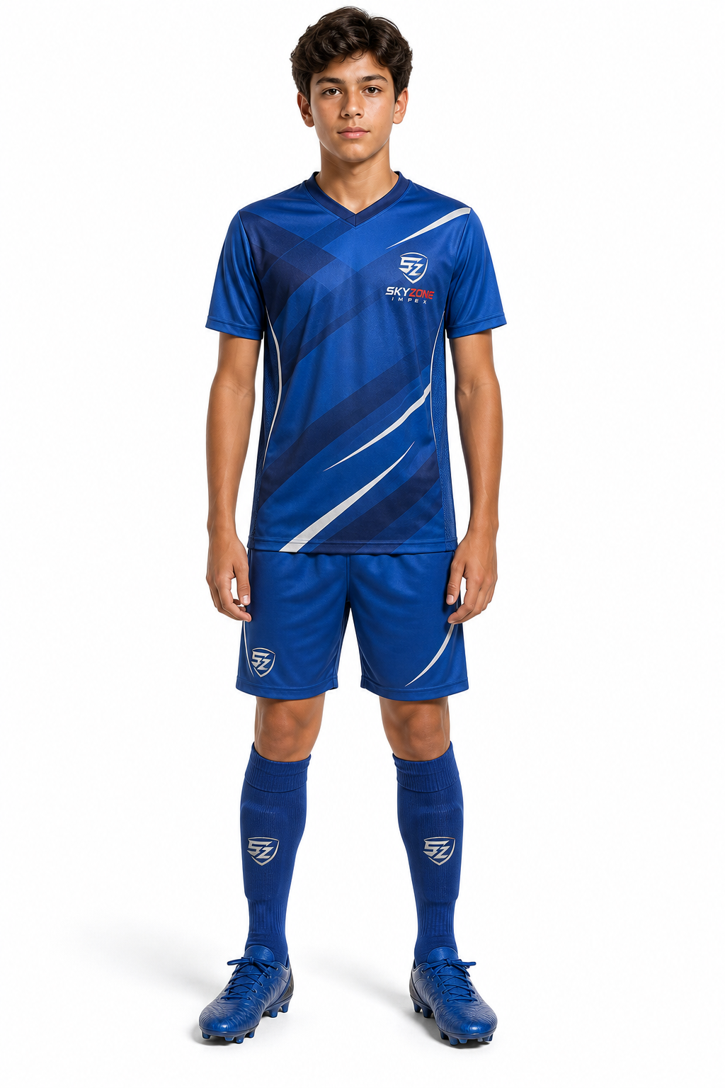 Youth Royal Blue Custom Soccer Uniform