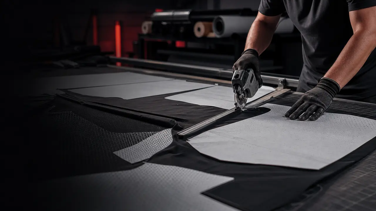 Sports fabric prepared for accurate custom uniform cutting