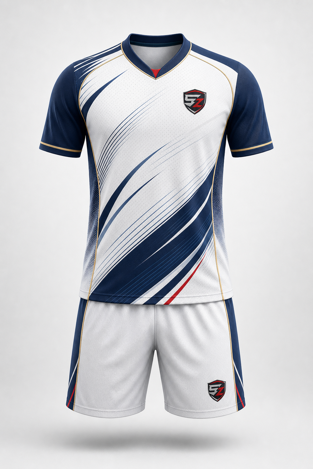 White and navy soccer away kit sublimation design for club team package