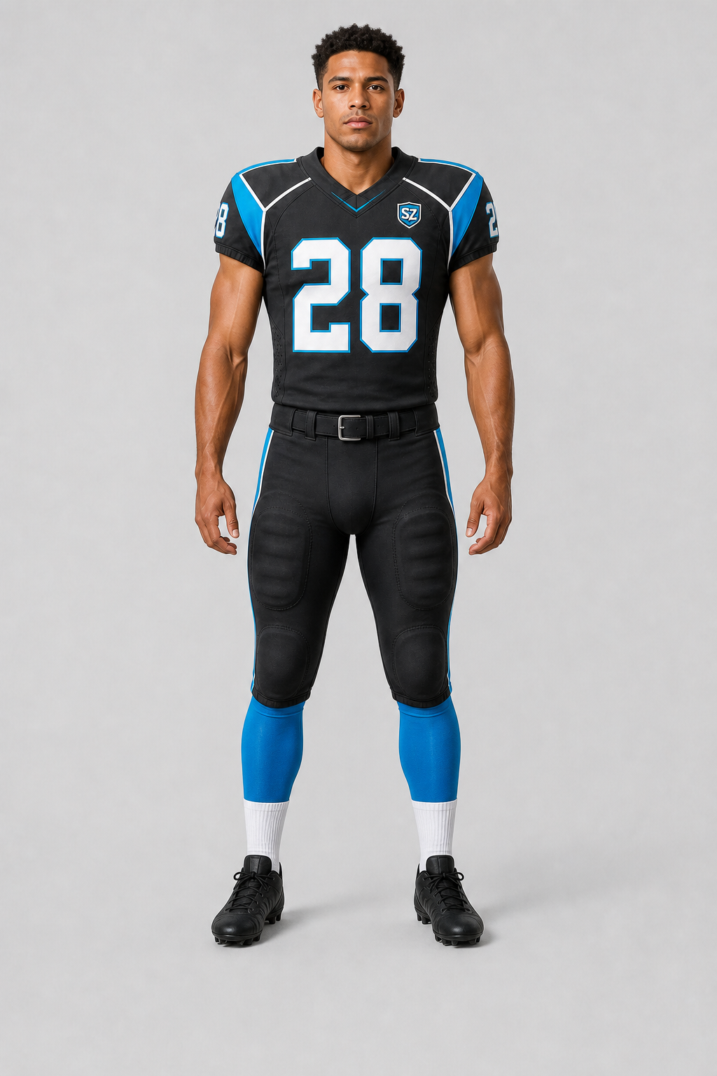 Skyzone Elite American Football Uniform - Charcoal Cyan Game Set