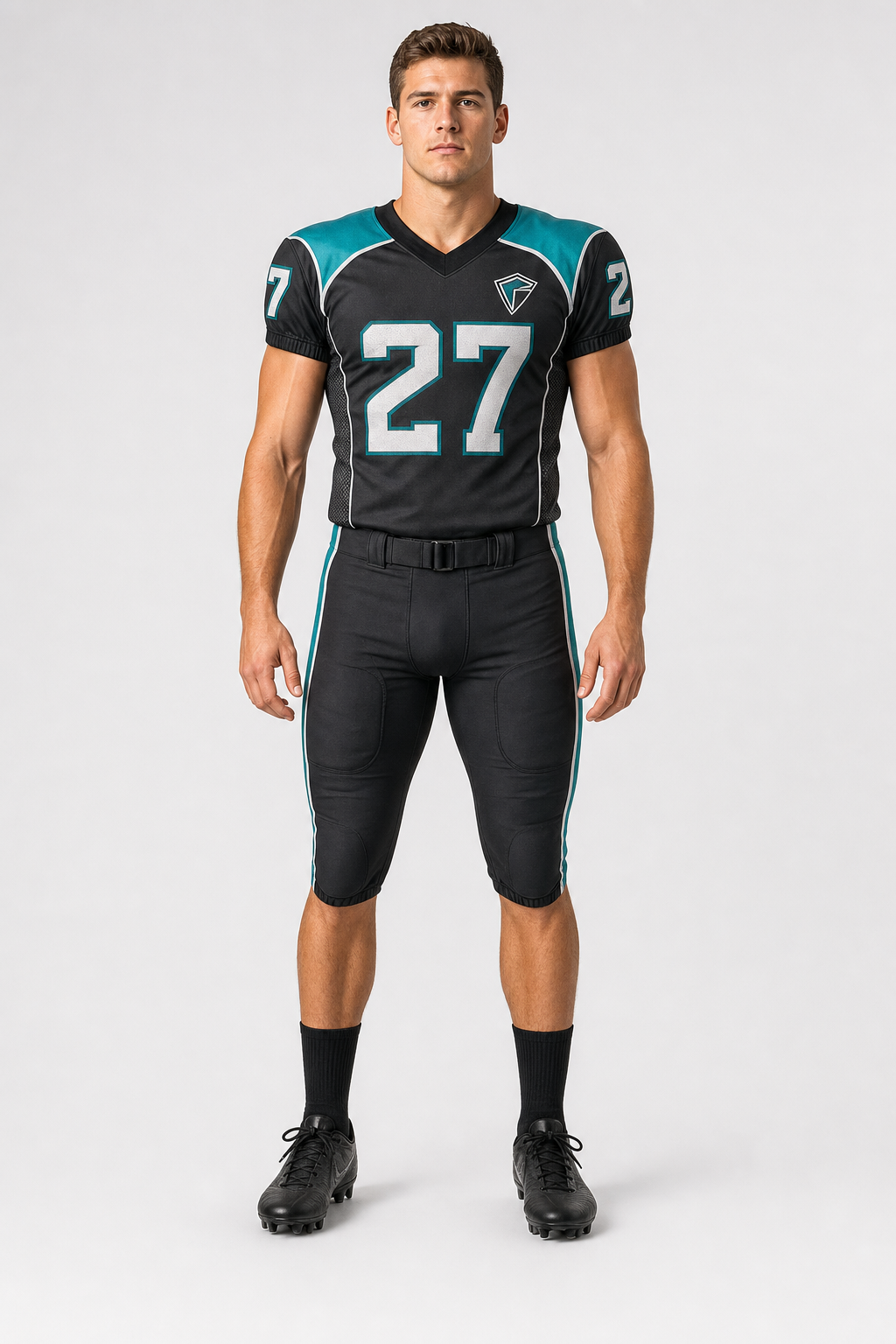 Skyzone Graphite Teal American Football Uniform - Number 27 Game Set